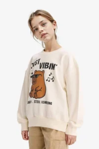 DeFacto Girl Child Relax Fit Crew Neck Printed Sweatshirt - Image 3
