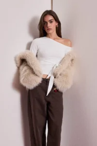 DeFacto Fitted One Shoulder Tie Detailed Long Sleeve Blouse