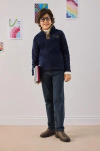 DeFacto Half Turtleneck Zippered Embroidered Soft Fuzzy Fleece Sweatshirt for Boys - Image 2