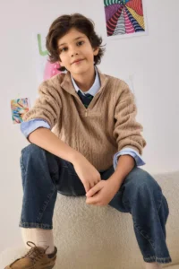 DeFacto Half Zipper Soft Fuzzy Sweatshirt Boy - Image 4