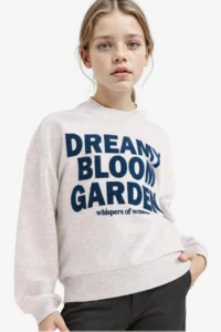 DeFacto Relax Fit Crew Neck Printed Sweatshirt Girl