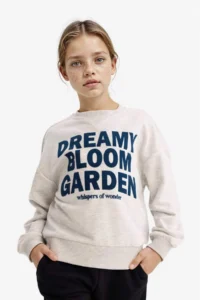 DeFacto Relax Fit Crew Neck Printed Sweatshirt Girl - Image 3