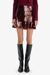 DeFacto Fitted Normal Waist Lined Sequined Fabric Mini Skirt - Image 3