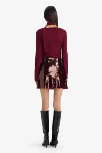 DeFacto Fitted Normal Waist Lined Sequined Fabric Mini Skirt - Image 5
