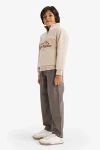 DeFacto Half Zipper Printed Fleece Sweatshirt Boy - Image 2