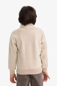 DeFacto Half Zipper Printed Fleece Sweatshirt Boy - Image 5