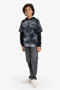 DeFacto Hooded Batik Patterned Sweatshirt Boy - Image 2