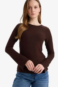 DeFacto Slim Fit Narrow Cut Crew Neck Long Sleeve T-Shirt Tunic