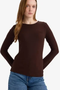 DeFacto Slim Fit Narrow Cut Crew Neck Long Sleeve T-Shirt Tunic - Image 3