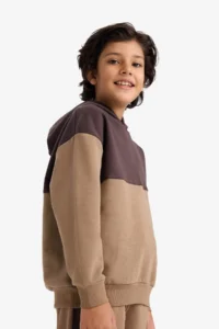 DeFacto Oversize Wide Fit Hooded Printed Soft Lined Sweatshirt Boy - Image 3