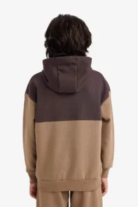 DeFacto Oversize Wide Fit Hooded Printed Soft Lined Sweatshirt Boy - Image 5