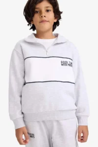 DeFacto Half Zipper Soft Fuzzy Sweatshirt Boy