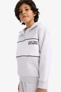 DeFacto Half Zipper Soft Fuzzy Sweatshirt Boy - Image 3