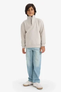 DeFacto Half Zipper Soft Fuzzy Sweatshirt Boy - Image 2