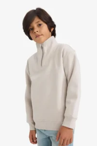 DeFacto Half Zipper Soft Fuzzy Sweatshirt Boy - Image 3