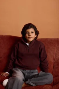 DeFacto Half Zipper Soft Fuzzy Sweatshirt Boy