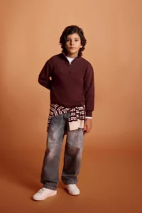 DeFacto Half Zipper Soft Fuzzy Sweatshirt Boy - Image 3