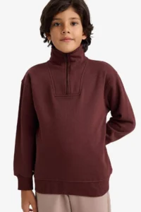 DeFacto Half Zipper Soft Fuzzy Sweatshirt Boy - Image 4