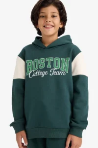 DeFacto Hooded Printed Soft Lined Sweatshirt Boy
