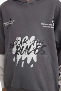 DeFacto Hooded Printed Soft Lined Sweatshirt Boy - Image 4