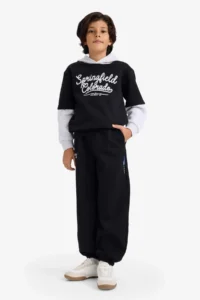 DeFacto Hooded Printed Soft Lined Sweatshirt Boy - Image 2