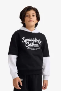 DeFacto Hooded Printed Soft Lined Sweatshirt Boy - Image 3