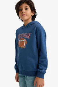 DeFacto Hooded Printed Soft Lined Sweatshirt Boy - Image 3