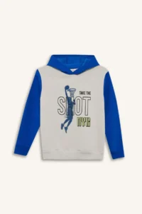 DeFacto Hooded Printed Soft Lined Sweatshirt Boy