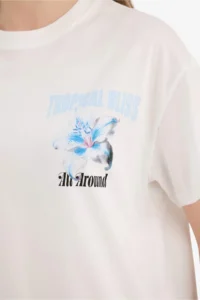 DeFacto Oversize Crew Neck Printed Short Sleeve T-Shirt - Image 5