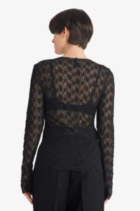 DeFacto Slim Fit Narrow Cut Crew Neck Lace Embroidered Long Sleeve Blouse - Image 5
