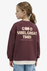 DeFacto Overshirt Fit Back Printed Soft Fuzzy Sweatshirt Girl Child