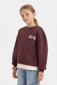DeFacto Overshirt Fit Back Printed Soft Fuzzy Sweatshirt Girl Child - Image 3