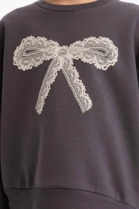 DeFacto Overshirt Fit Printed Soft Fuzzy Sweatshirt Girl Child - Image 4