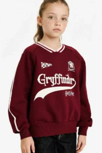 DeFacto Harry Potter Oversize Wide Fit V-Neck Soft Fuzzy Sweatshirt Girl Child