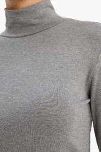 DeFacto Slim Fit Half Turtleneck Ribbed Long Sleeve T-Shirt - Image 4