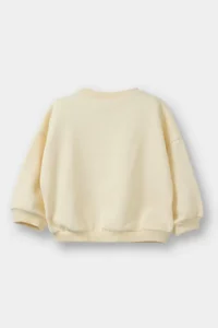 DeFacto Oversize Wide Fit Crew Neck Floral Embroidered Soft Furry Sweatshirt for Baby Girl - Image 5
