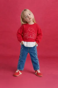 DeFacto Baby Girl Oversize Wide Fit Crew Neck Floral Sweatshirt - Image 2