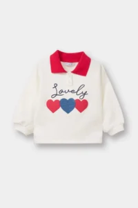 DeFacto Oversized Heart Embroidered Polo Neck Sweatshirt Baby Girl - Image 4