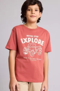 DeFacto New Regular Fit Crew Neck Printed Short Sleeve T-Shirt Boy