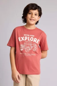 DeFacto New Regular Fit Crew Neck Printed Short Sleeve T-Shirt Boy - Image 3