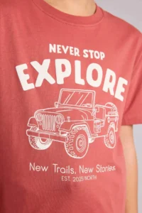DeFacto New Regular Fit Crew Neck Printed Short Sleeve T-Shirt Boy - Image 4