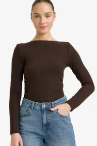DeFacto Slim Fit Narrow Cut Half Turtleneck Long Sleeve T-Shirt