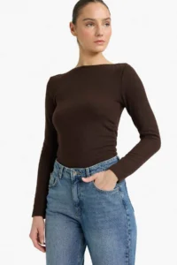 DeFacto Slim Fit Narrow Cut Half Turtleneck Long Sleeve T-Shirt - Image 3