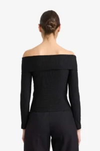 DeFacto slim Fit Open Shoulder T-Shirt - Image 4