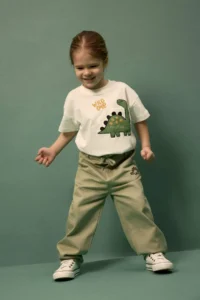 DeFacto Dinosaur Printed Short Sleeve T-Shirt Baby Boy - Image 2