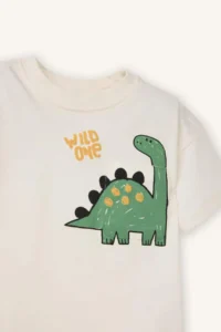 DeFacto Dinosaur Printed Short Sleeve T-Shirt Baby Boy - Image 4