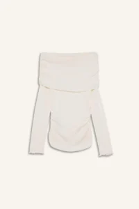 DeFacto slim Fit off shoulder Rib T-Shirt - Image 3