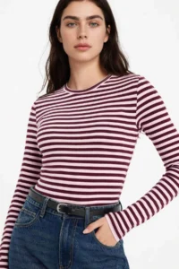 DeFacto Loose Fit Boat Neck Ribbed Long Sleeve T-Shirt