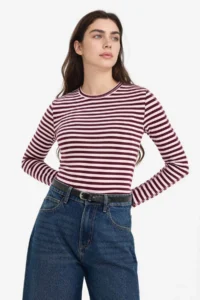 DeFacto Loose Fit Boat Neck Ribbed Long Sleeve T-Shirt - Image 3