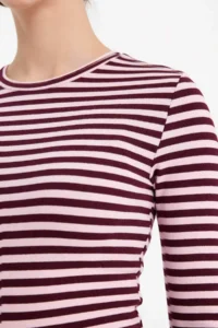 DeFacto Loose Fit Boat Neck Ribbed Long Sleeve T-Shirt - Image 4